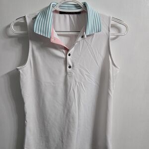 RLX Ralph Lauren Fitted White and Green Polo Tank Top